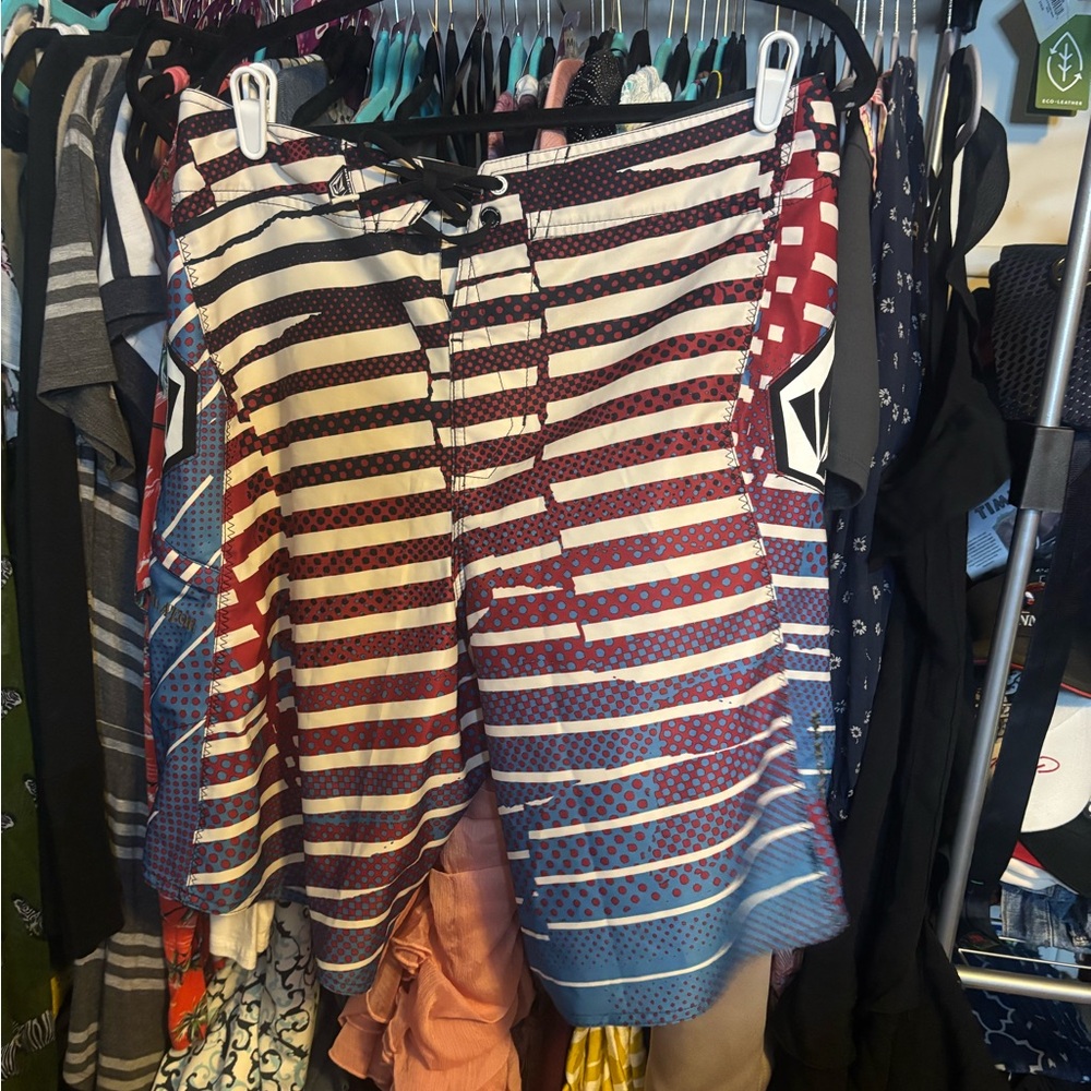 Volcom Multicolor Striped Swim Trunks